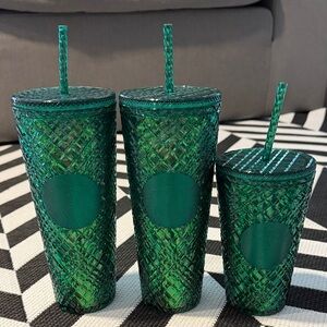 3 Starbucks Emerald Green Tumblers